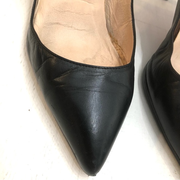Christian Louboutin Black Leather Pointed Heels Sz 39 1/2 - Picture 8 of 15
